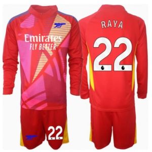 Arsenal David Raya #22 Goalkeeper Away Stadium Football Shirts Kids 2024-25 Long Sleeve (+ pants)