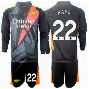 Arsenal David Raya #22 Goalkeeper Third Stadium Football Shirts Kids 2024-25 Long Sleeve (+ pants)