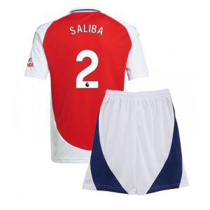 Arsenal William Saliba #2 Home Stadium Football Shirts Kids 2024-25 For Sale