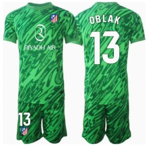 Atletico Madrid Jan Oblak #13 Goalkeeper Away Stadium Football Kit for Kids 2024-25 Jersey