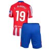 Atletico Madrid Julian Alvarez #19 Home Stadium Football Kit for Kids 2024-25 Jersey