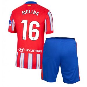 Atletico Madrid Nahuel Molina #16 Home Stadium Football Kit for Kids 2024-25 Jersey