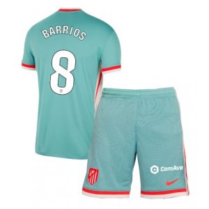 Atletico Madrid Pablo Barrios #8 Away Stadium Football Kit for Kids 2024-25 Jersey