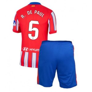 Atletico Madrid Rodrigo De Paul #5 Home Stadium Football Kit for Kids 2024-25 Jersey