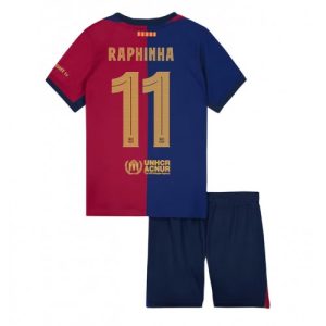 Barcelona Raphinha Belloli #11 Cheap Home Stadium Kit for Kids 2024-25 Football Jerseys