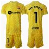 Barcelona Ter Stegen #1 Goalkeeper Cheap Home Stadium Kit for Kids 2024-25 Football Jerseys