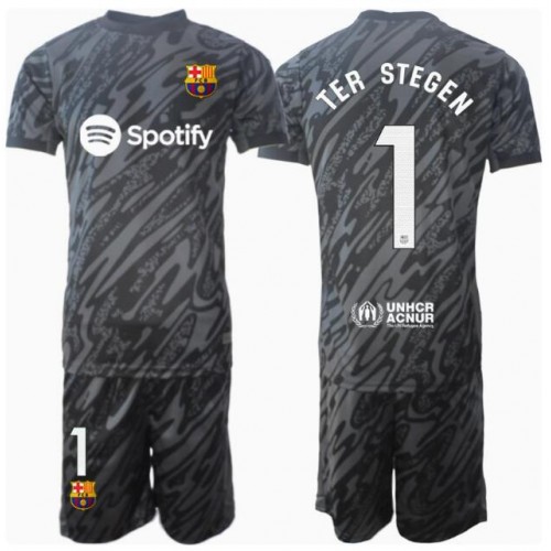 Barcelona Ter Stegen #1 Goalkeeper Cheap Third Stadium Kit for Kids 2024-25 Football Jerseys