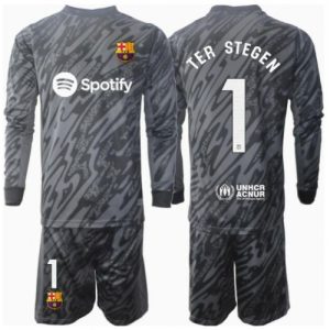 Barcelona Ter Stegen #1 Goalkeeper Cheap Third Stadium Kit for Kids 2024-25 Long Sleeve (+ pants)