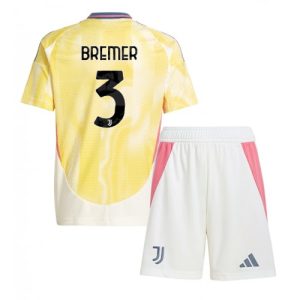 For Sale  Juventus Gleison Bremer #3 Cheap Away Stadium Kit for Kids 2024-25 Football Jerseys
