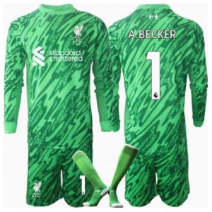 Liverpool Alisson Becker #1 Goalkeeper Away Stadium New Kit for Kids 2024-25 Long Sleeve (+ pants)