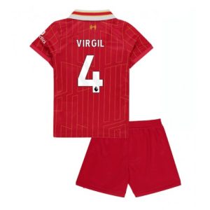 Liverpool Virgil van Dijk #4 Home Stadium New Kit for Kids 2024-25 Soccer Jersey
