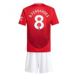 Manchester United Bruno Fernandes #8 Home Stadium Football Kits for Kids 2024-25