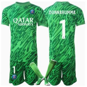 Cheap PSG Gianluigi Donnarumma #1 Goalkeeper Home Stadium Kits for Kids 2024-25