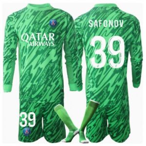 Paris Saint-Germain PSG Matvei Safonov #39 Goalkeeper Home Stadium Football Shirts for Kids 2024-25