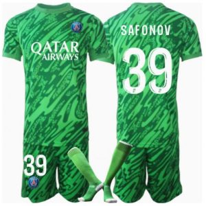 Paris Saint-Germain PSG Matvei Safonov #39 Goalkeeper Home Stadium Football Shirts for Kids 2024-25