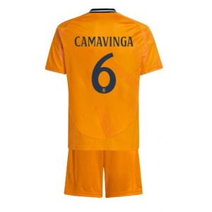 Real Madrid Eduardo Camavinga #6 Away Stadium Kit for Kids 2024-25 Jersey Set