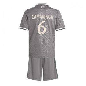 Real Madrid Eduardo Camavinga #6 Third Stadium Kit for Kids 2024-25 Jersey Set