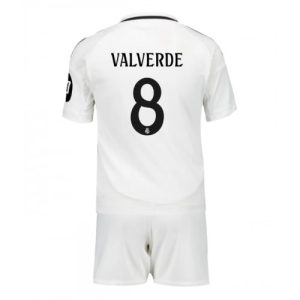 Cheap Real Madrid Federico Valverde #8 Home Stadium Kit Set for Kids 2024-25