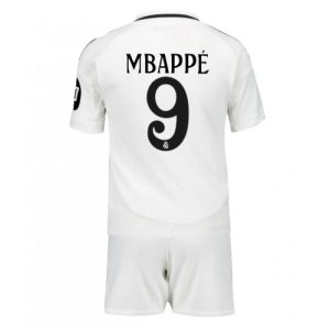 Real Madrid Kylian Mbappe #9 Home Stadium Kit for Kids 2024-25 Jersey Set