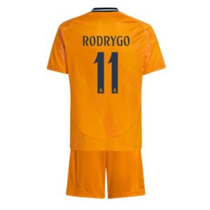 Real Madrid Rodrygo Goes #11 Away Stadium Kit for Kids 2024-25 Jersey Set