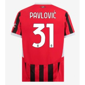 AC Milan Strahinja Pavlovic #31 Cheap Men's Home Stadium Shirt 2024-25 Short Sleeve