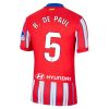 Atletico Madrid Rodrigo De Paul #5 Cheap Home Jersey 2024-25 Short Sleeve