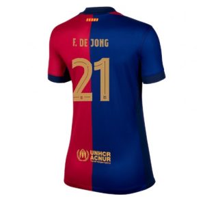 Barcelona Frenkie de Jong #21 New Home Soccer Shirt for Women 2024-25 Short Sleeve