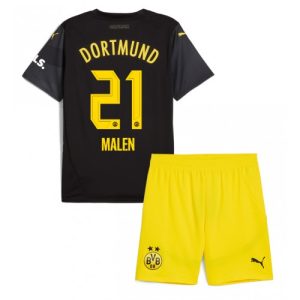 Cheap Borussia Dortmund Football Jerseys Donyell Malen #21 Away Stadium Kit for Kids 2024-25