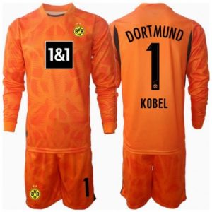 Cheap Borussia Dortmund Football Jerseys Gregor Kobel #1 Goalkeeper Third Stadium Kit for Kids 2024-25 Long Sleeve (+ pants)