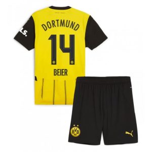 Cheap Borussia Dortmund Football Jerseys Maximilian Beier #14 Home Stadium Kit for Kids 2024-25