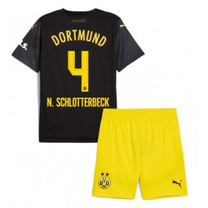 Cheap Borussia Dortmund Football Jerseys Nico Schlotterbeck #4 Away Stadium Kit for Kids 2024-25