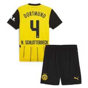 Cheap Borussia Dortmund Football Jerseys Nico Schlotterbeck #4 Home Stadium Kit for Kids 2024-25