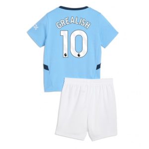 Cheap Manchester City Football Jerseys Jack Grealish #10 Home Stadium Kit for Kids 2024-25