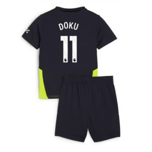 Cheap Manchester City Football Jerseys Jeremy Doku #11 Away Stadium Kit for Kids 2024-25