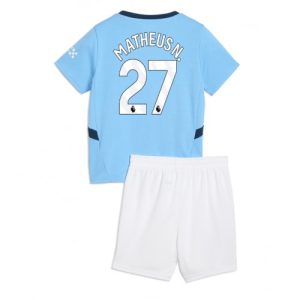 Cheap Manchester City Football Jerseys Matheus Nunes #27 Home Stadium Kit for Kids 2024-25