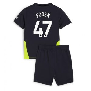 Cheap Manchester City Football Jerseys Phil Foden #47 Away Stadium Kit for Kids 2024-25
