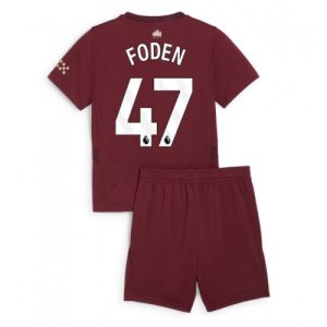 Cheap Manchester City Football Jerseys Phil Foden #47 Third Stadium Kit for Kids 2024-25