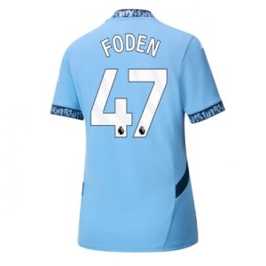 Manchester City Phil Foden #47 Home Football Club Jersey Women 2024-25