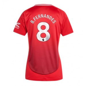 Manchester United Bruno Fernandes #8 New Home Soccer Shirt for Women 2024-25 Short Sleeve