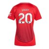 Manchester United Diogo Dalot #20 New Home Soccer Shirt for Women 2024-25 Short Sleeve