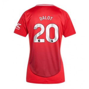 Manchester United Diogo Dalot #20 New Home Soccer Shirt for Women 2024-25 Short Sleeve