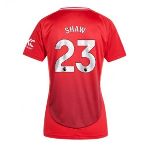 Manchester United Luke Shaw #23 New Home Soccer Shirt for Women 2024-25 Short Sleeve