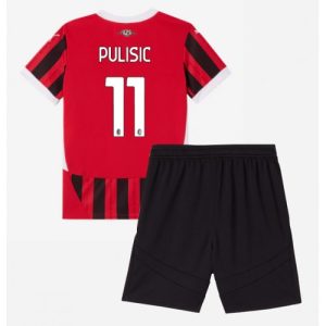 New AC Milan Football Jerseys Christian Pulisic #11 Home Stadium Kit for Kids 2024-25