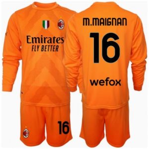 Cheap AC Milan Football Jerseys Mike Maignan #16 Goalkeeper Away Stadium Kit for Kids 2024-25
