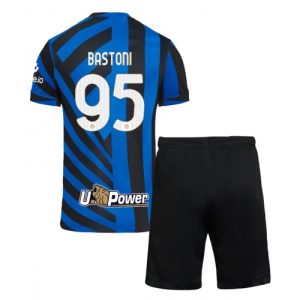 New Inter Milan Football Jerseys Alessandro Bastoni #95 Home Stadium Kit for Kids 2024-25