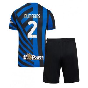 New Inter Milan Football Jerseys Denzel Dumfries #2 Home Stadium Kit for Kids 2024-25