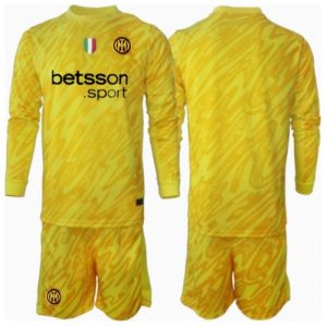 Cheap Inter Milan Custom Jersey Set Goalkeeper Away Stadium Kit for Kids 2024-25