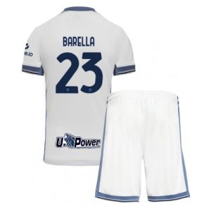New Inter Milan Football Jerseys Nicolo Barella #23 Away Stadium Kit for Kids 2024-25