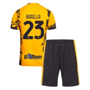 New Inter Milan Football Jerseys Nicolo Barella #23 Third Stadium Kit for Kids 2024-25
