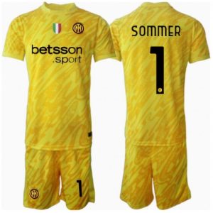New Inter Milan Football Jerseys Yann Sommer #1 Goalkeeper Away Stadium Kit for Kids 2024-25